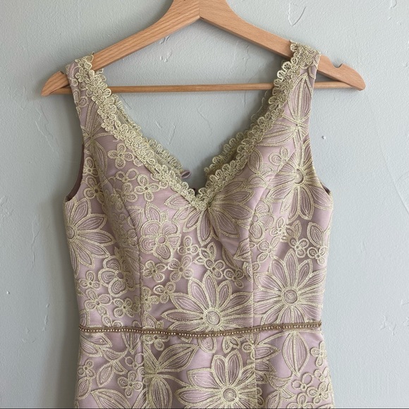 JS Collections Floral Embroidered Mesh Illusion Mermaid Gown - Picture 10 of 10